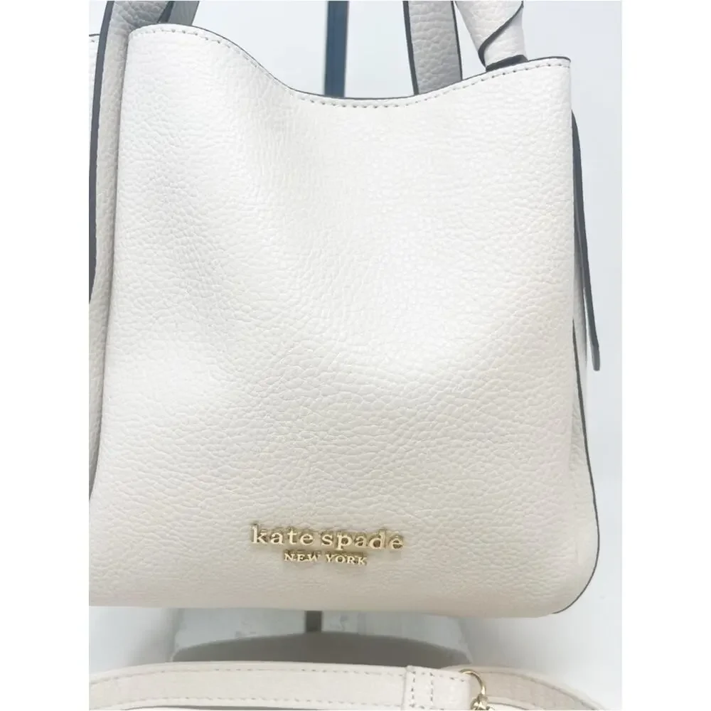 Kate Spade Cream Pebbled Leather Shoulder Tote with Crossbody Strap